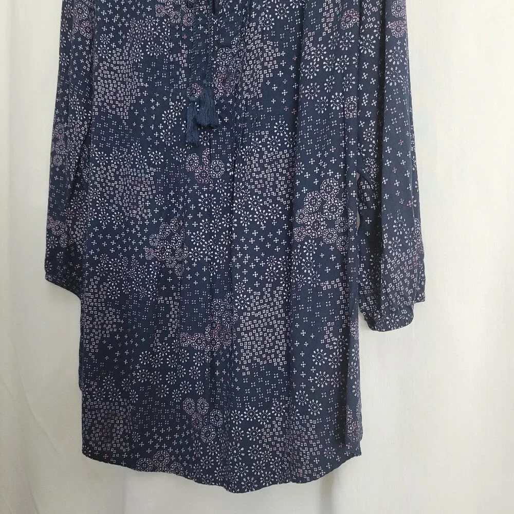 Sonoma Peasant Top BOHO Blue Large flowy relaxed casual Hippie Cottagecore folk - Picture 5 of 9